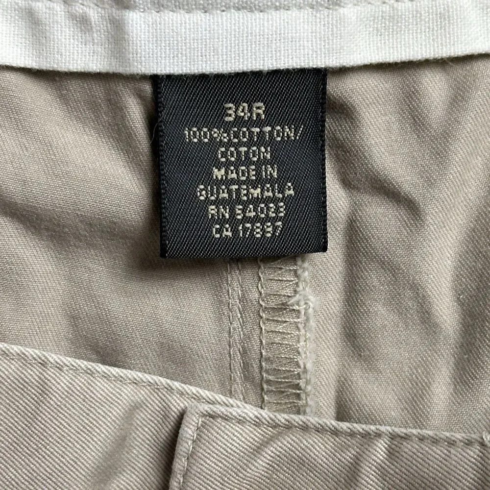 Banana Republic Mens 34R Pleated Chino Shorts Beige Casual Preppy EUC